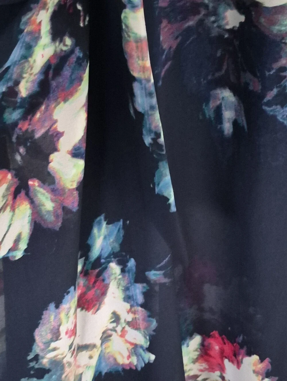 DKNY Navy Floral Wrap Midi Dress